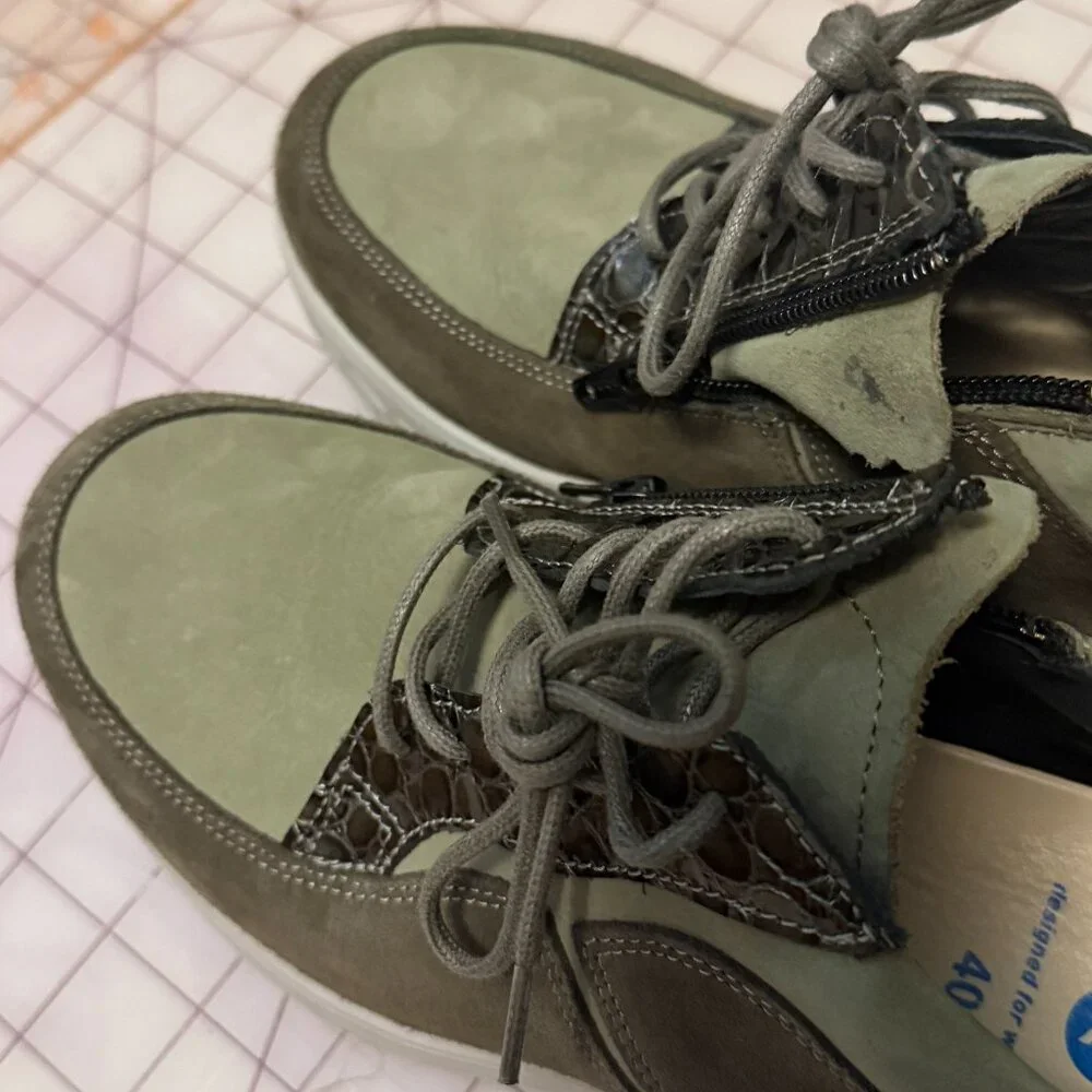 WOLKY Bounce Castor Grey + Green Leather WaLKiNg shoes EU 40 - NEW W/O TAGS - Picture 7 of 12